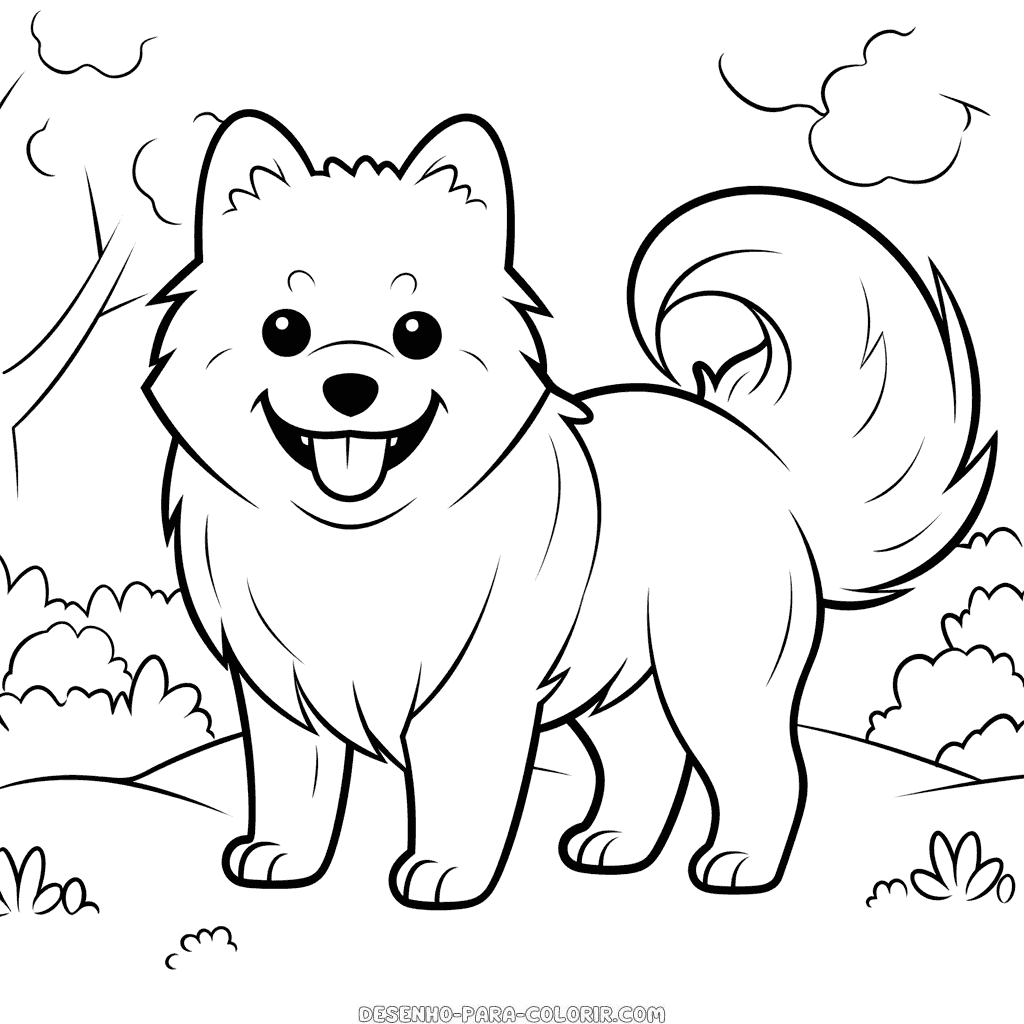 Desenho de cão esquimó americano para colorir