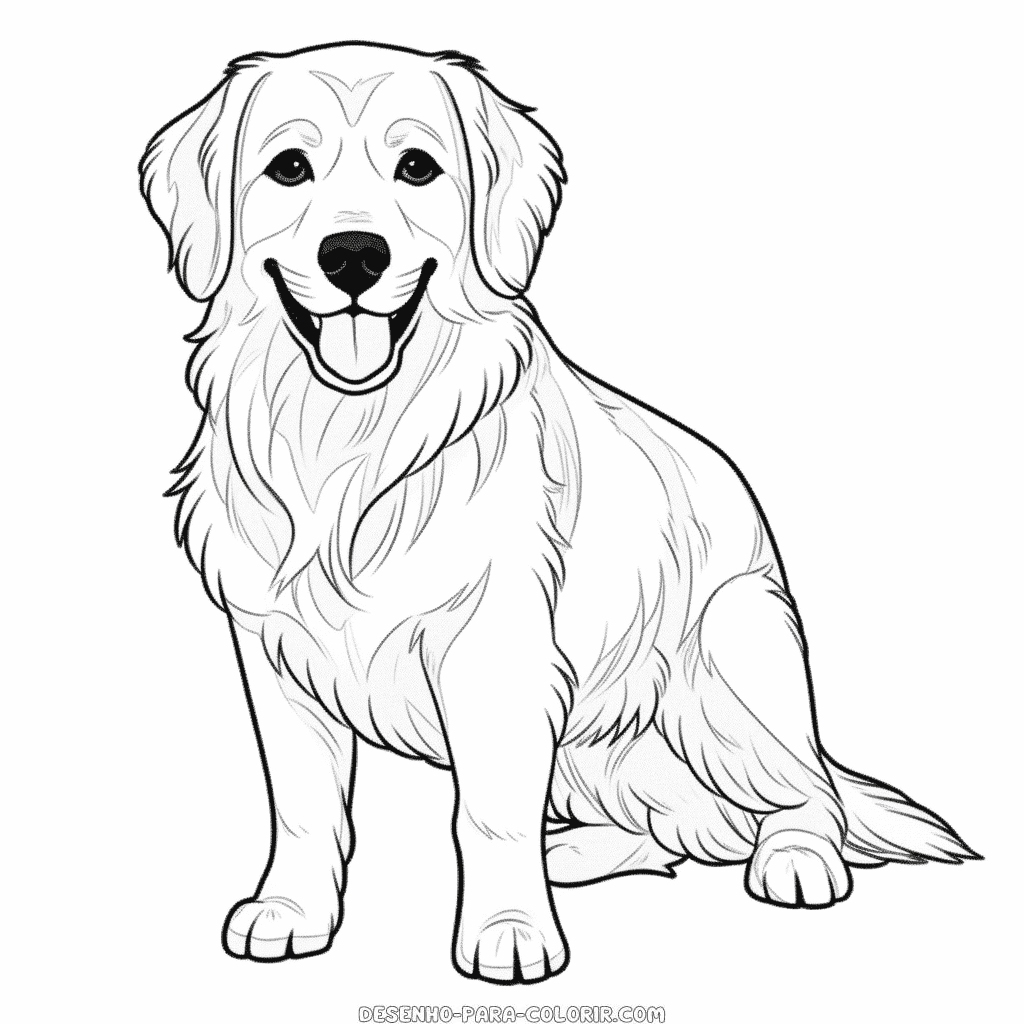 Desenho de cão golden retriever para colorir