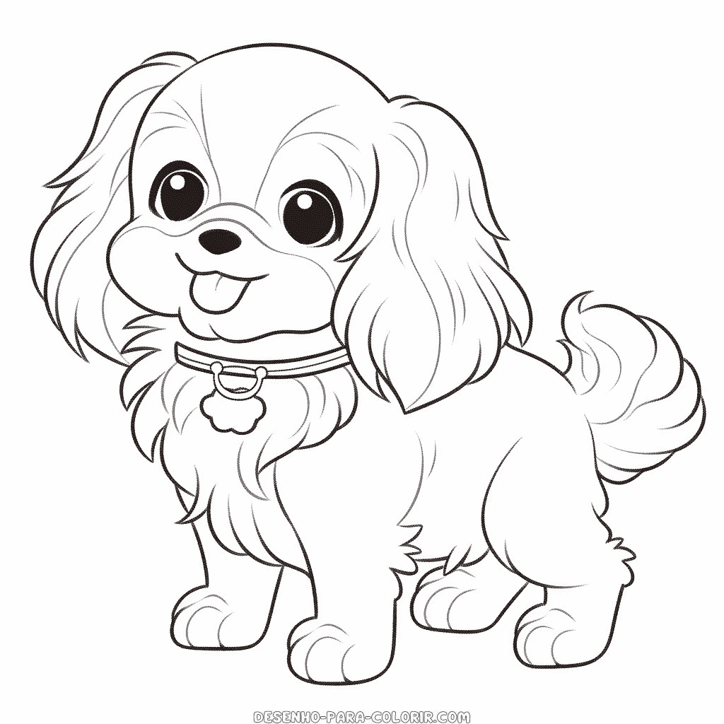 Desenho de cão king charles spaniel para colorir