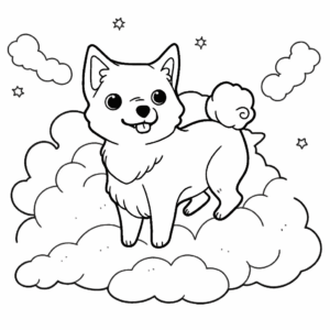 Desenho de cão na nuvem para colorir