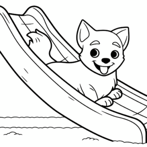 Desenho de cão no escorregador para colorir