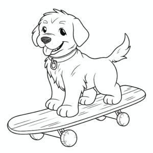 Desenho de cão no skate para colorir