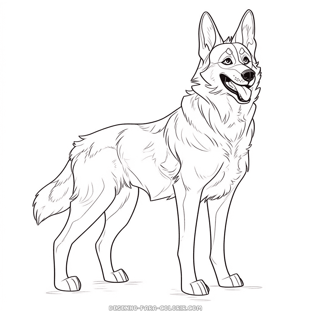 Desenho de cão pastor alemão para colorir