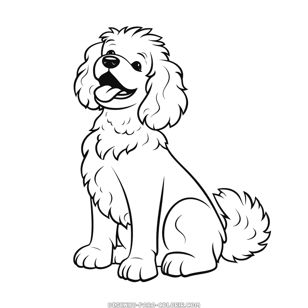 Desenho de cão poodle bonito para colorir