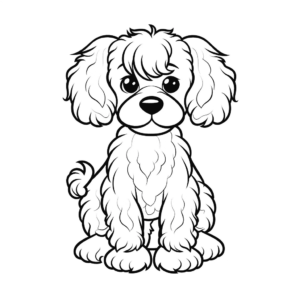 Desenho de cão poodle calmo para colorir