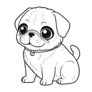 Desenho de cão pug para colorir