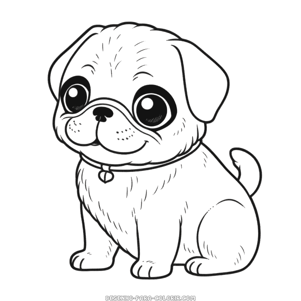 Desenho de cão pug para colorir