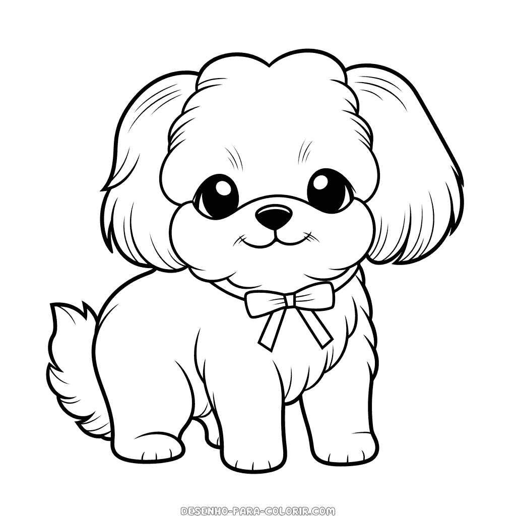 Desenho de cão shih tzu para colorir