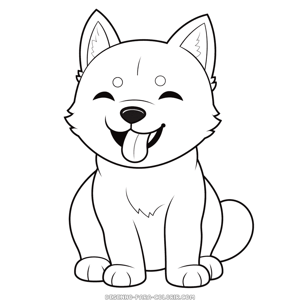 Desenho de cão sorridente para colorir