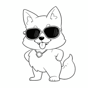 Desenho de cão usando óculos de sol para colorir