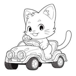 Desenho de carro de gato para colorir