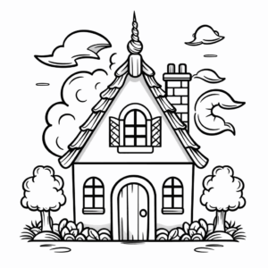 Desenho de casa do unicórnio para colorir