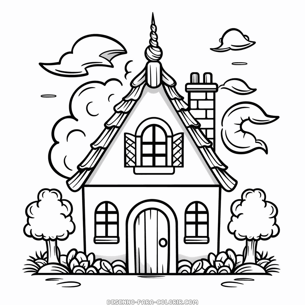 Desenho de casa do unicórnio para colorir
