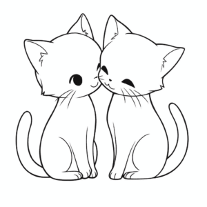 Desenho de casal de gatos para colorir
