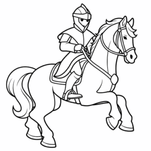 Desenho de cavaleiro em um cavalo para colorir