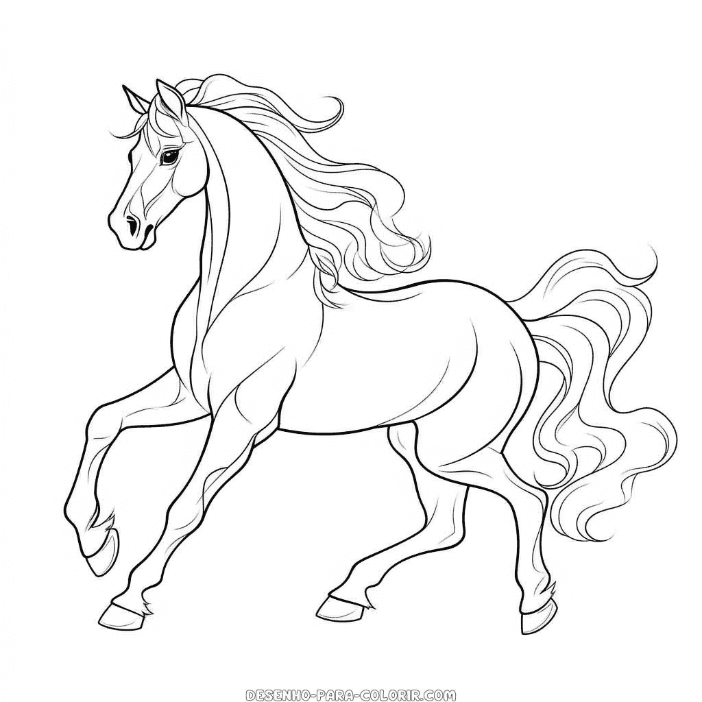 Desenho de cavalo a galope para colorir