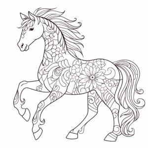 Desenho de cavalo antiestresse para colorir