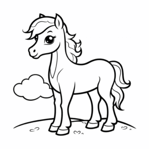 Desenho de cavalo atencioso para colorir