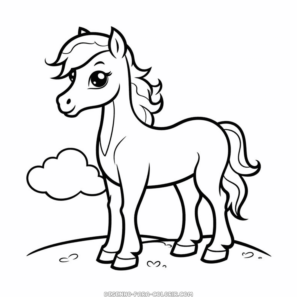 Desenho de cavalo atencioso para colorir