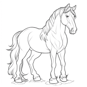 Desenho de cavalo clydesdale realista para colorir