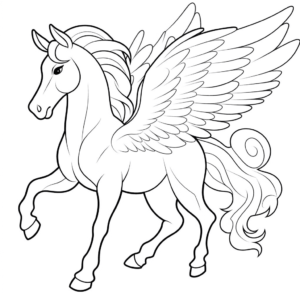 Desenho de cavalo com asas para colorir