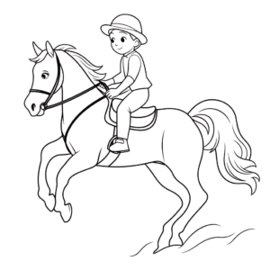 Desenho de cavalo com cavaleiro para colorir