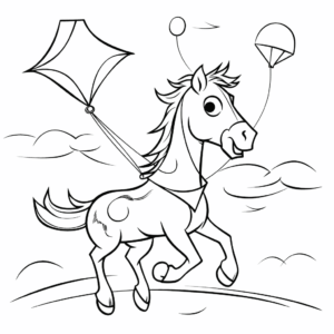 Desenho de cavalo com pipa para colorir