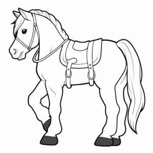 Desenho de cavalo com sela para colorir