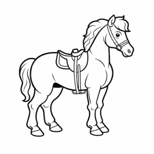 Desenho de cavalo com sela para colorir