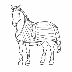 Desenho de cavalo com um cobertor para colorir