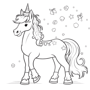 Desenho de cavalo comemorando aniversário para colorir