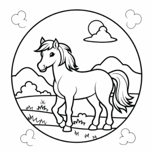 Desenho de cavalo contemplativo para colorir