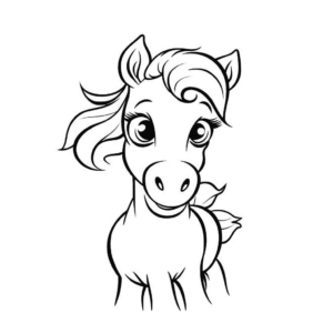Desenho de cavalo curioso para colorir