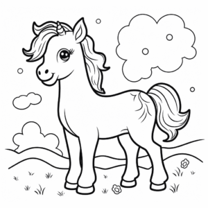 Desenho de cavalo de aparência curiosa para colorir