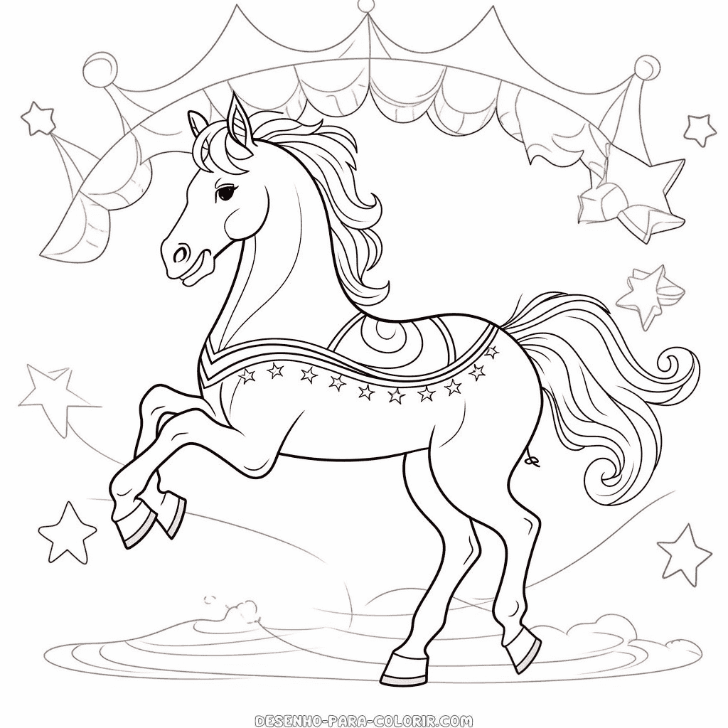 Desenho de cavalo de circo para colorir