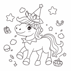 Desenho de cavalo de festa de halloween para colorir