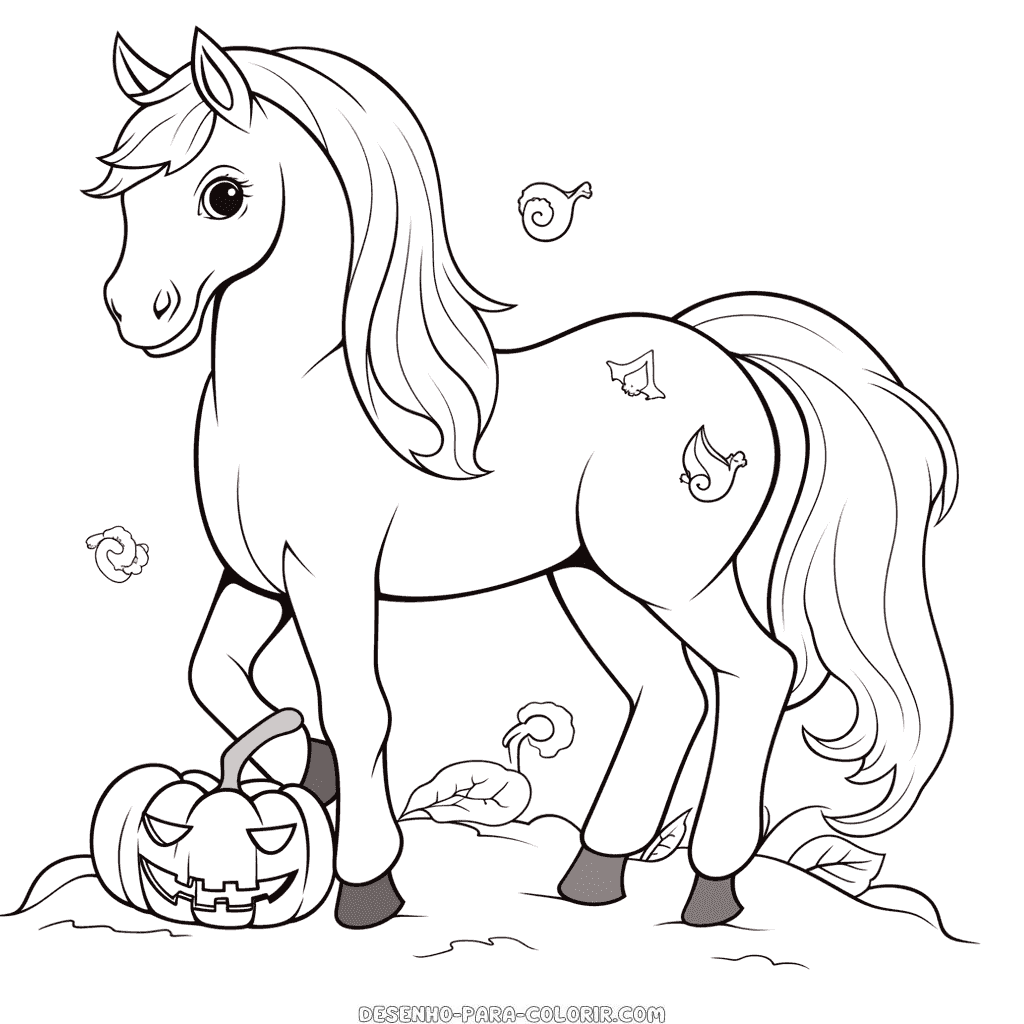 Desenho de cavalo de halloween para colorir