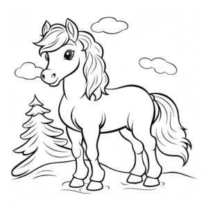 Desenho de cavalo de inverno para colorir