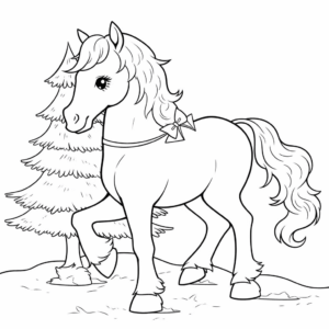 Desenho de cavalo de natal feliz para colorir