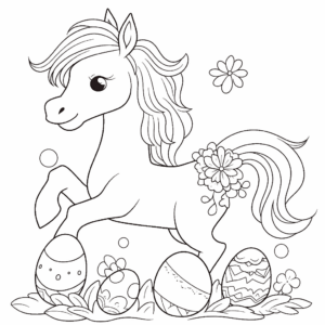 Desenho de cavalo de páscoa feliz para colorir