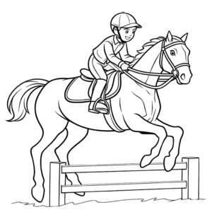 Desenho de cavalo de salto de cross country para colorir