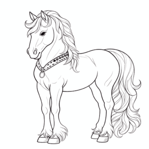 Desenho de cavalo de tração realista para colorir