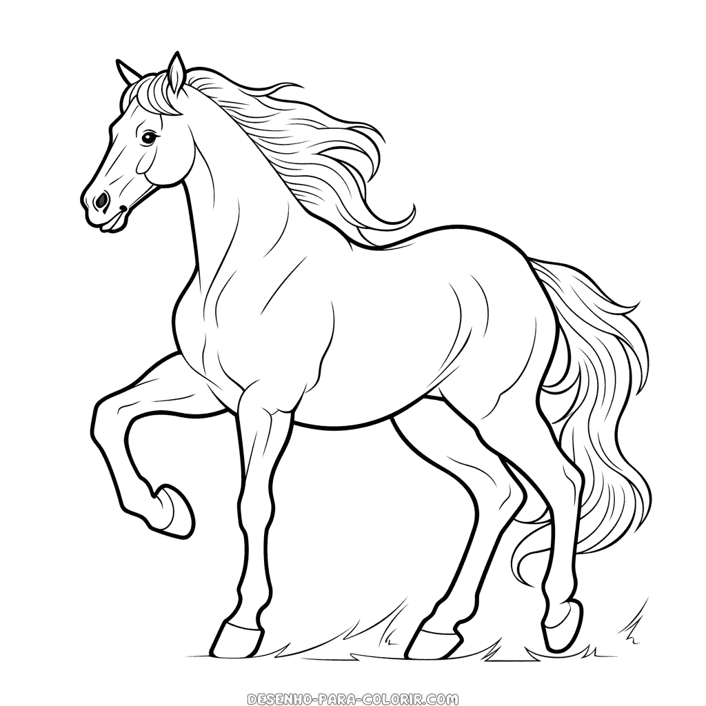 Desenho de cavalo detalhado para colorir