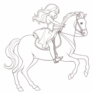 Desenho de cavalo e cavaleiro para colorir