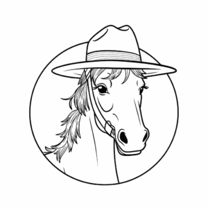 Desenho de cavalo e chapéu de sol para colorir