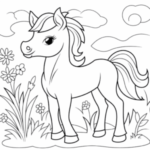 Desenho de cavalo fácil de colorir para colorir