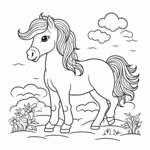 Desenho de cavalo feminino para crianças para colorir