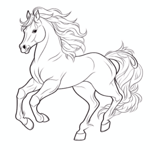 Desenho de cavalo garanhão realista para colorir