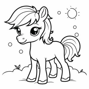 Desenho de cavalo jovem e bonito para colorir