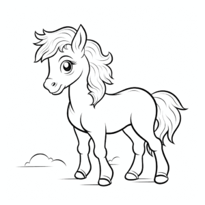 Desenho de cavalo kawaii fofo para colorir